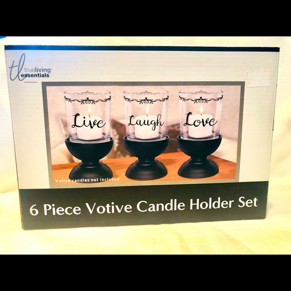 True Living Essentials Other - True Living Essentials 6 Piece Candle Holder Set - LIVE LAUGH LOVE New in box